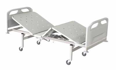 Кровать медицинская функциональная трехсекционная с винтовой регулировкой, на колесах, спинки-пластик, ложе-метал МСК-2103Э