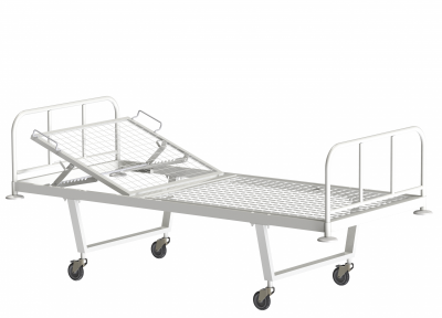Кровать общебольничная с подголовником КФО-01-МСК, на колесах (код МСК-101)